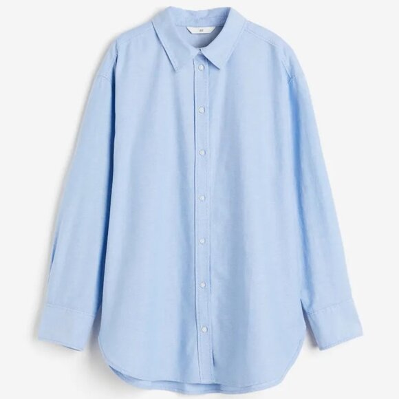 H&M 100% Cotton Classic Button-Down Shirt - Blue, XL - Picture 1 of 7